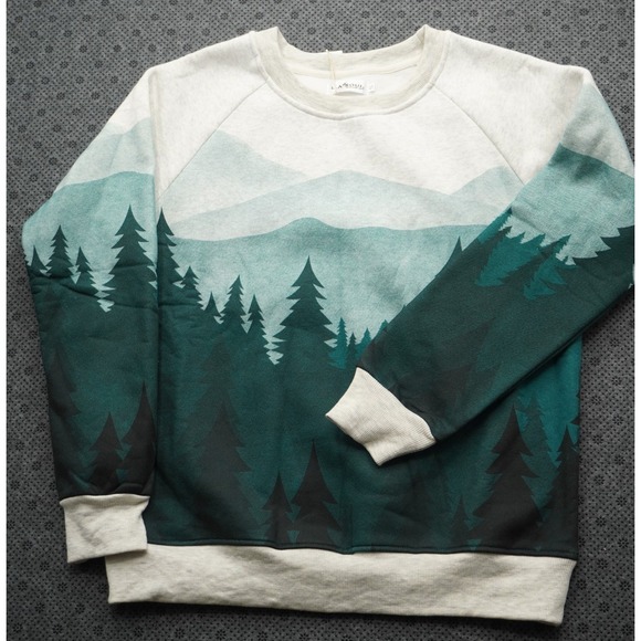 La Soul Tops - L.A. Soul Wear With Style Forest Landscape Sweatshirt Size Small Nature Print